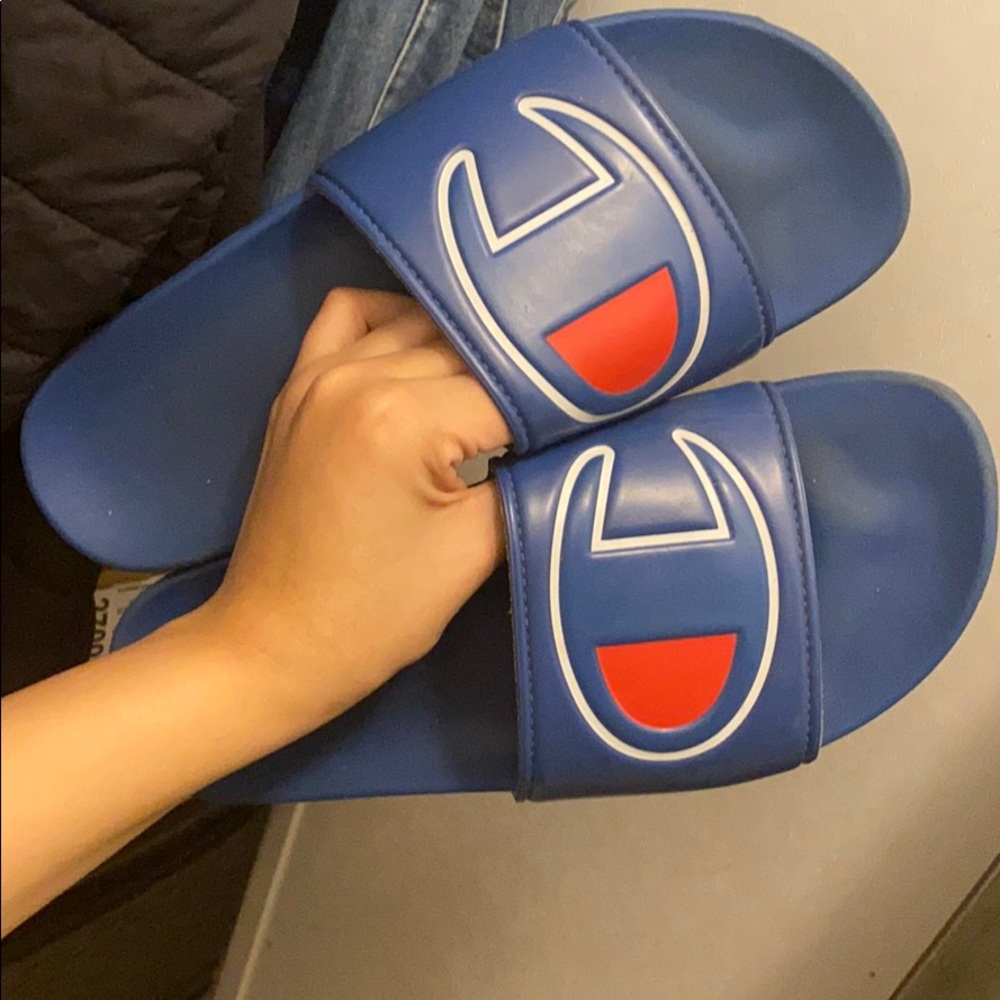Royal blue Champion slides